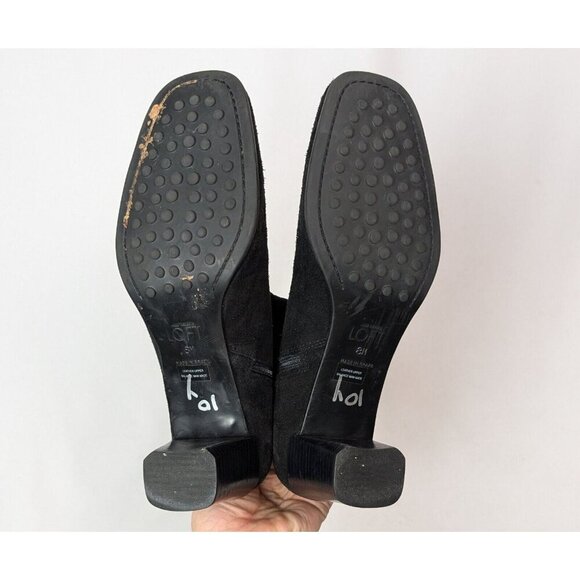 ANN TAYLOR Brazil sz. 8 M Black Suede Leather Zip Ankle Boots Bootie Square Toe - Picture 7 of 9